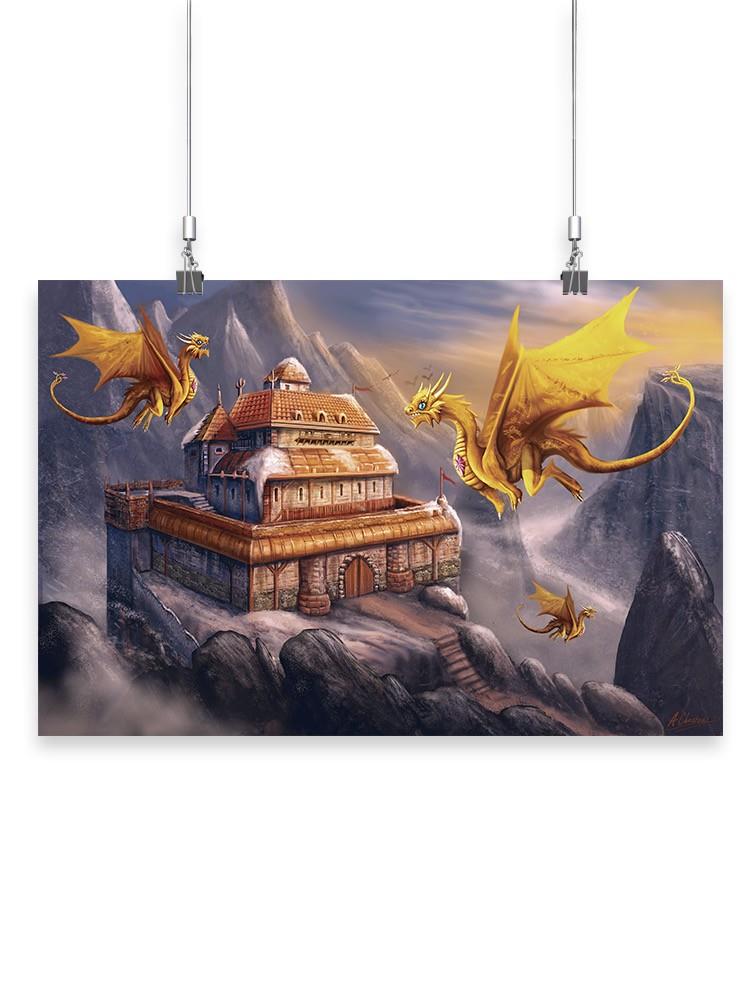 Dragons Near A Building Wall Art -Anthony Chirstou Designs