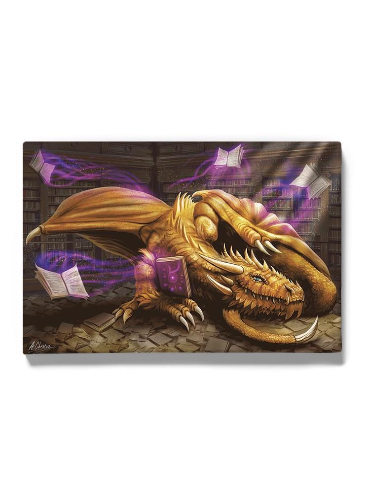 Dragon In Magic Library Wall Art -Anthony Chirstou Designs