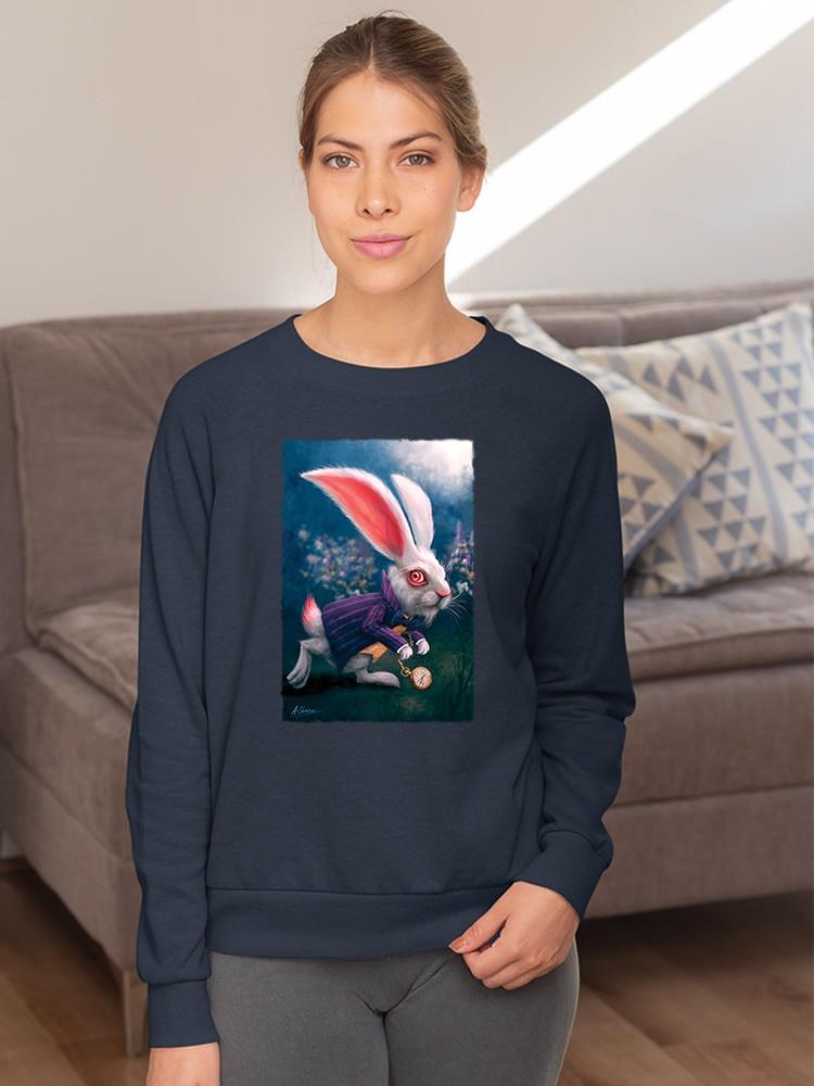 Rabbit With A Pocket Watch Sweatshirt -Anthony Chirstou Designs