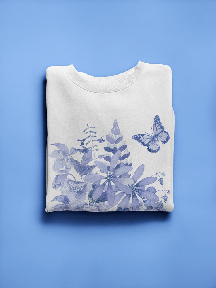 Blue And White Floral Ii Sweatshirt -Gabby Malpas Designs