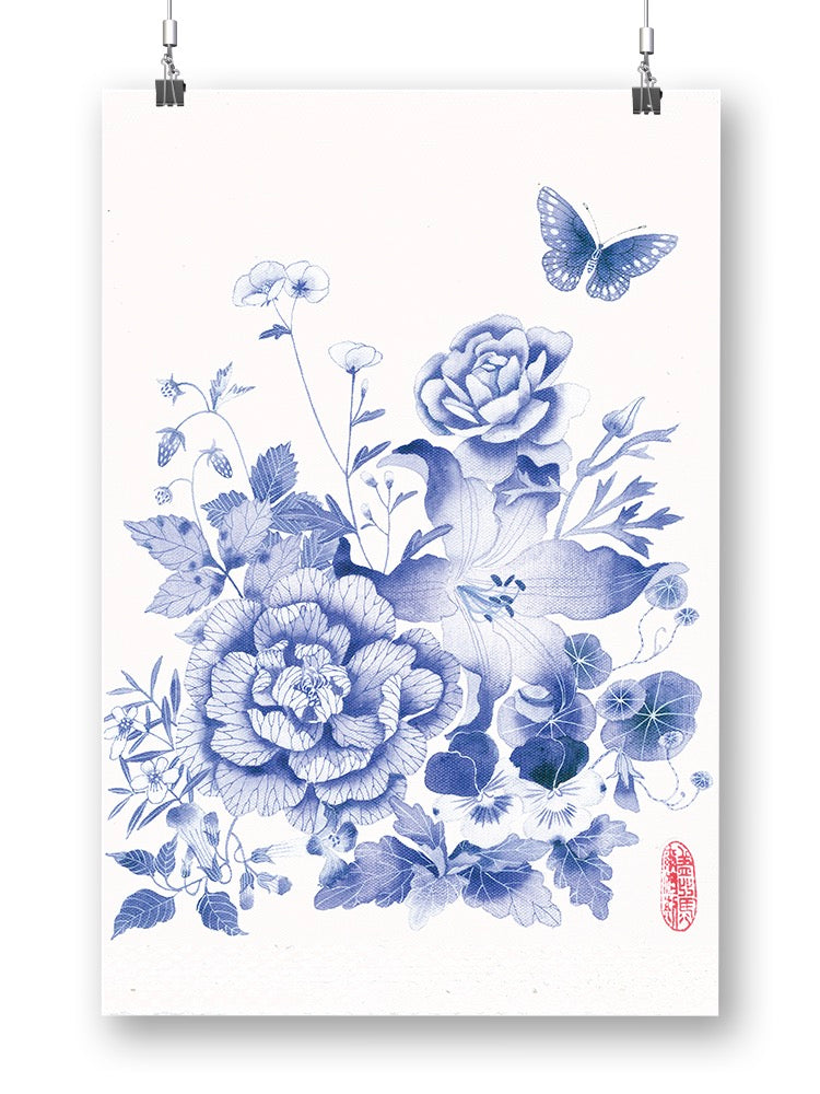 Blue And White Floral Iv Wall Art -Gabby Malpas Designs