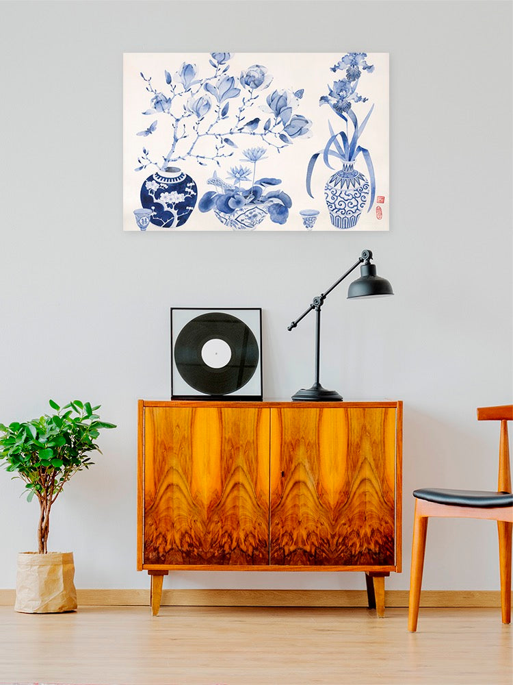 Blue And White Floral I Wall Art -Gabby Malpas Designs