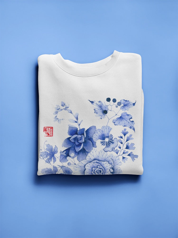 Blue Florals On Paper Sweatshirt -Gabby Malpas Designs