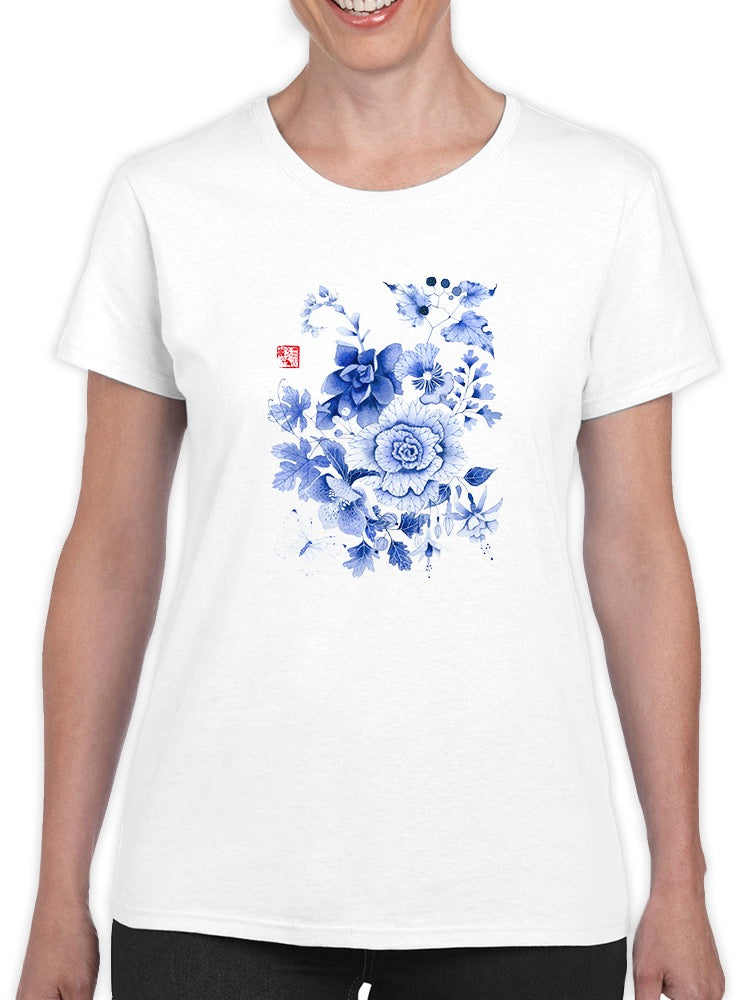 Blue Florals On Paper T-shirt -Gabby Malpas Designs