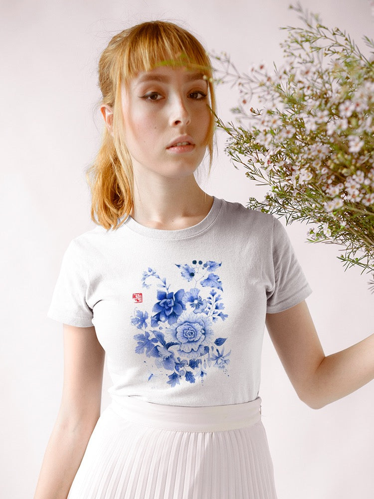 Blue Florals On Paper T-shirt -Gabby Malpas Designs