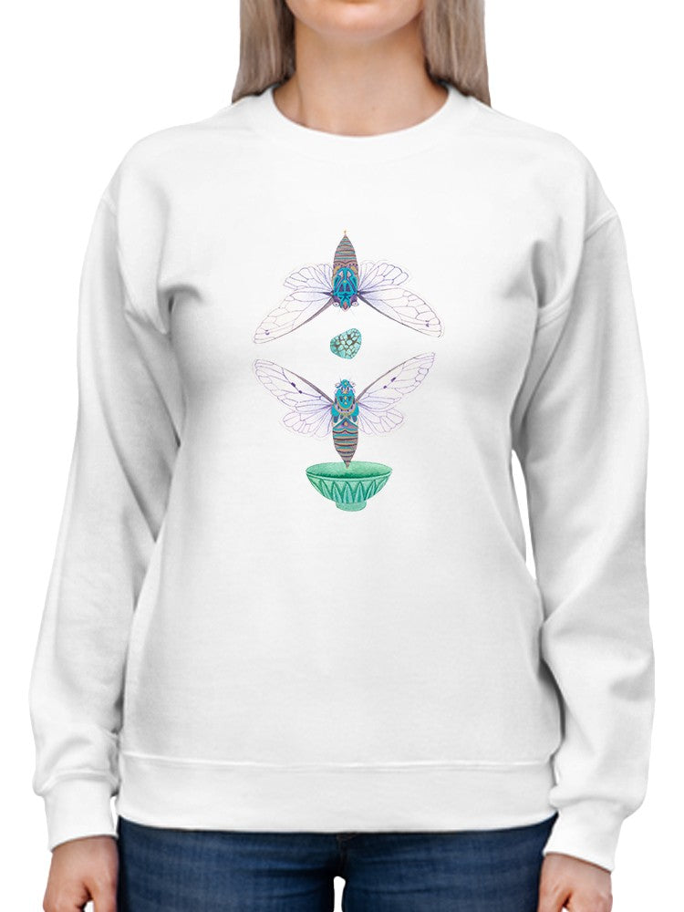 Cicadas And Turquoise Sweatshirt -Gabby Malpas Designs