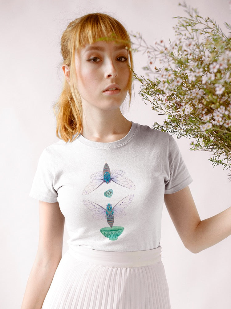 Cicadas And Turquoise T-shirt -Gabby Malpas Designs