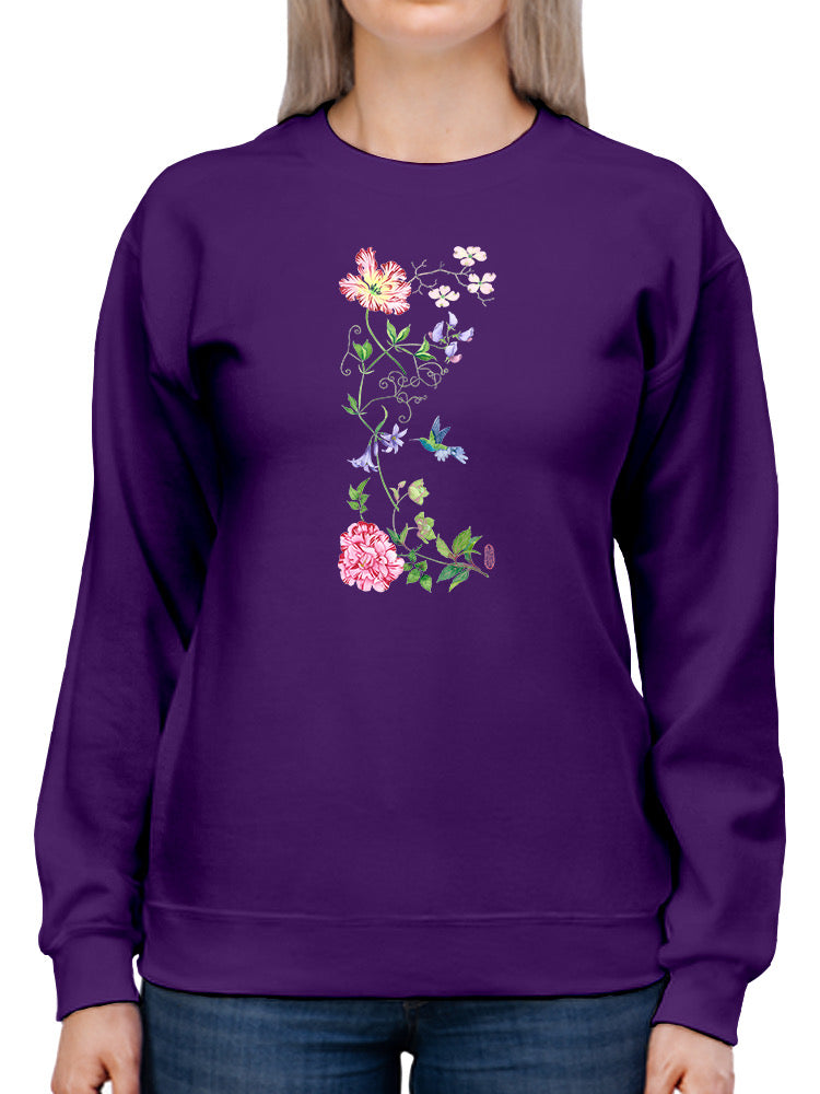 Blooms With Hummingbird Sweatshirt -Gabby Malpas Designs