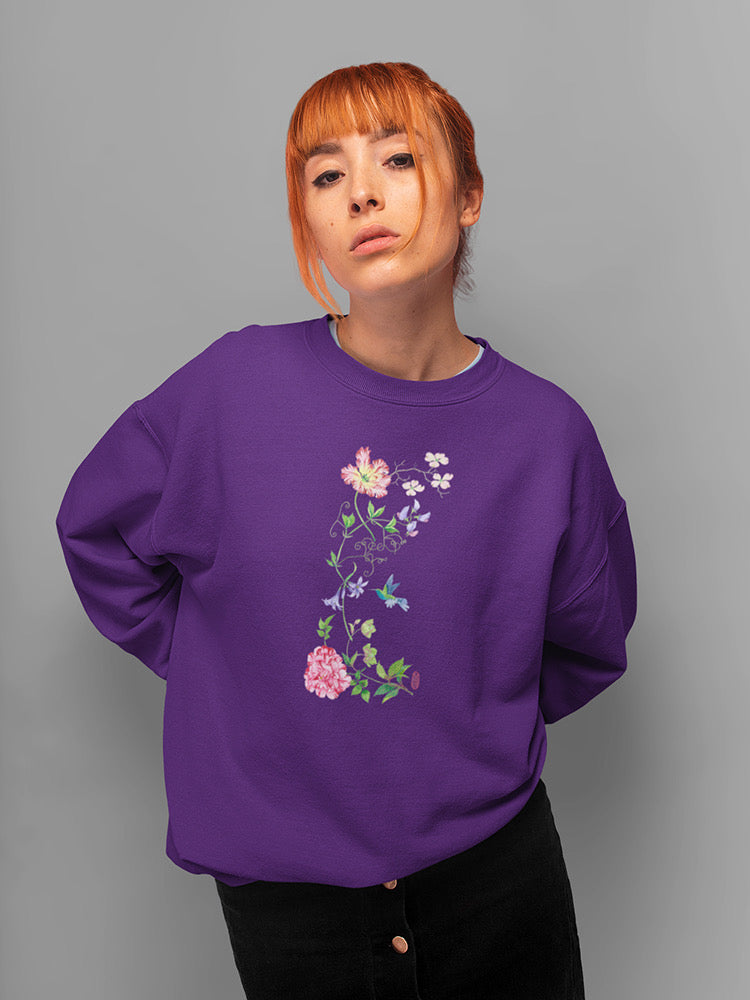 Blooms With Hummingbird Sweatshirt -Gabby Malpas Designs