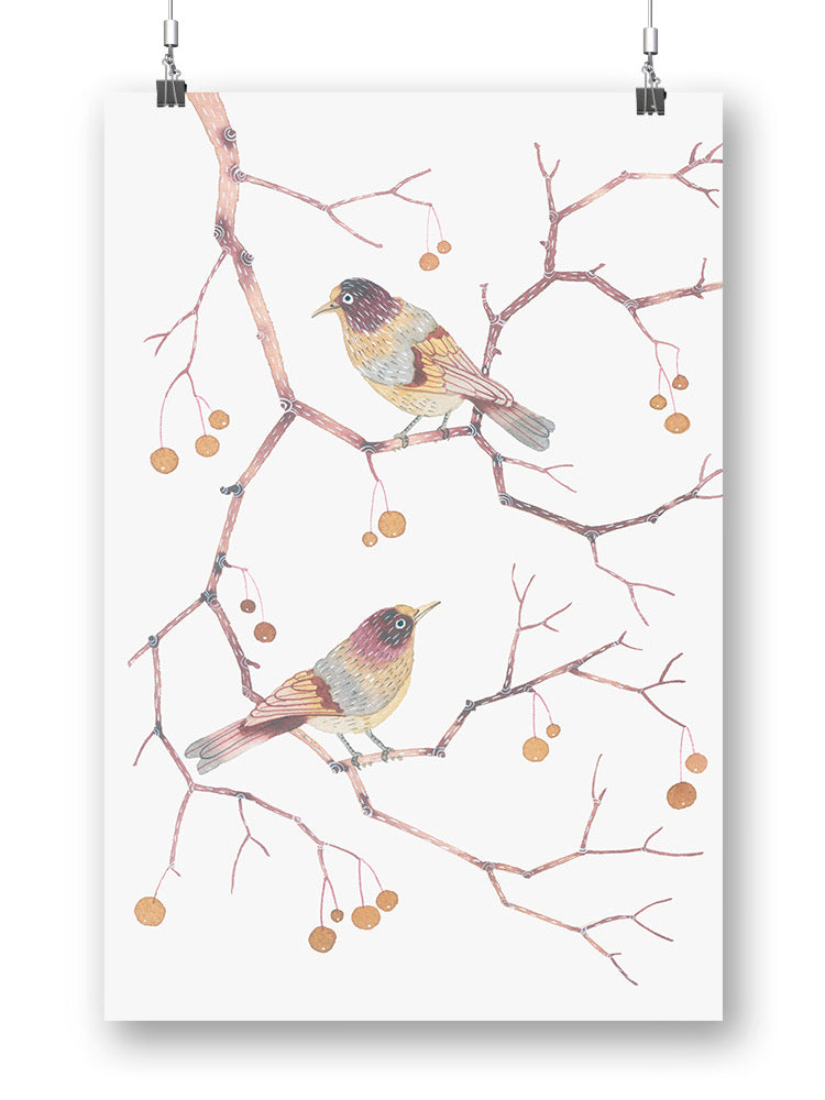 Birds And Berries In Brown Wall Art -Gabby Malpas Designs