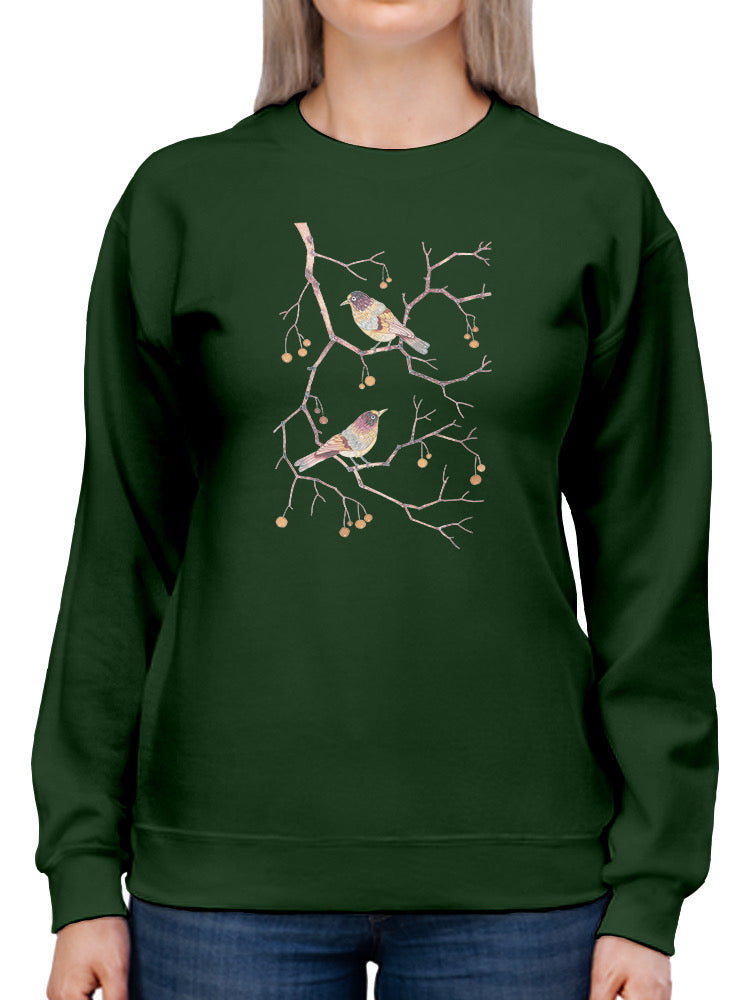 Birds And Berries In Brown Sweatshirt -Gabby Malpas Designs