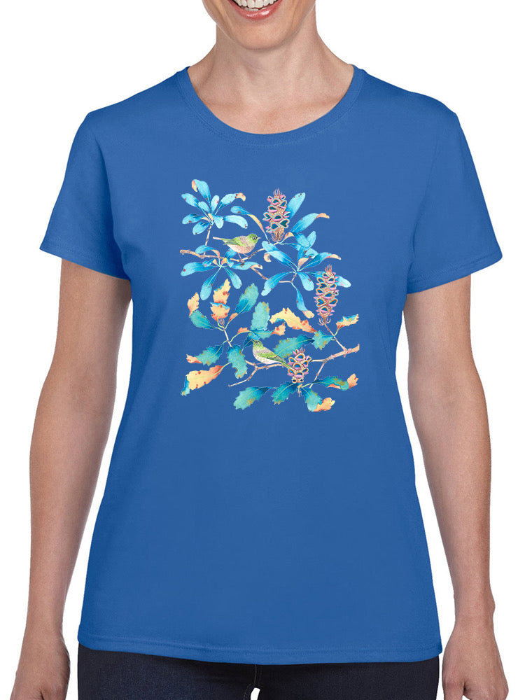 Banksias And Waxeyes T-shirt -Gabby Malpas Designs