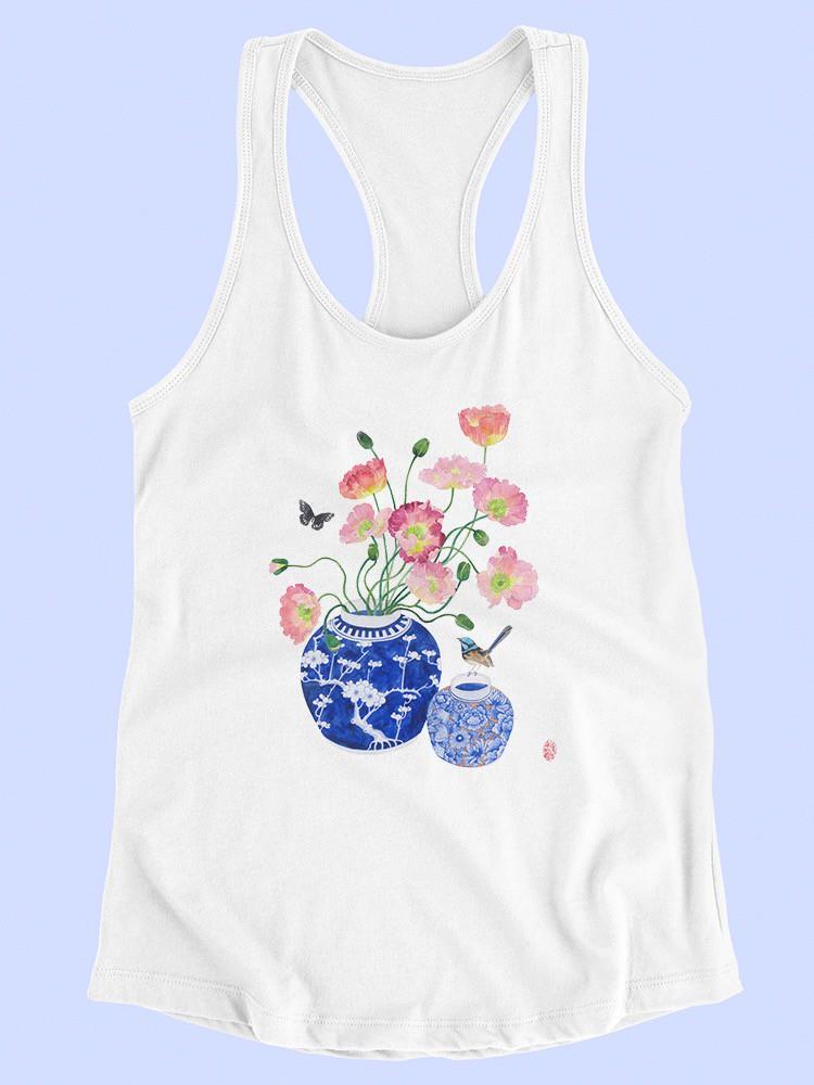 Poppies And Blue Wren T-shirt -Gabby Malpas Designs