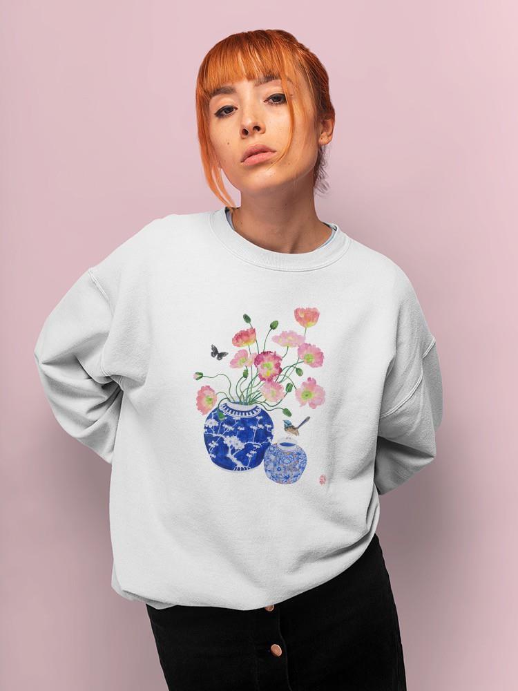 Poppies And Blue Wren Sweatshirt -Gabby Malpas Designs