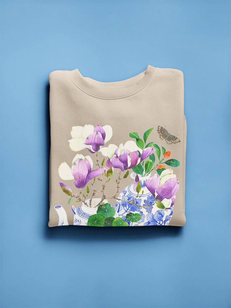 Magnolias And Nasturtiums Sweatshirt -Gabby Malpas Designs