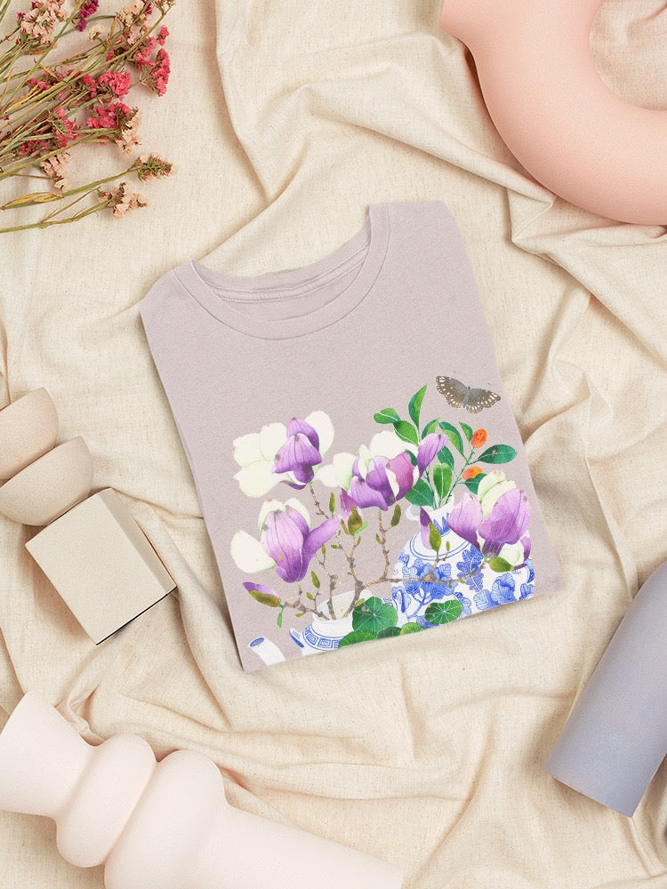 Magnolias And Nasturtiums T-shirt -Gabby Malpas Designs