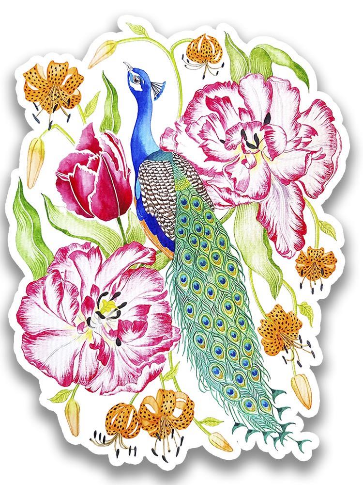 Peacock In Spring Sticker -Girija Kulkarni Designs
