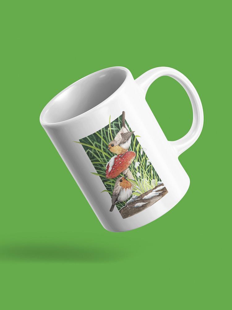 Robin On Mushroom Mug -Girija Kulkarni Designs
