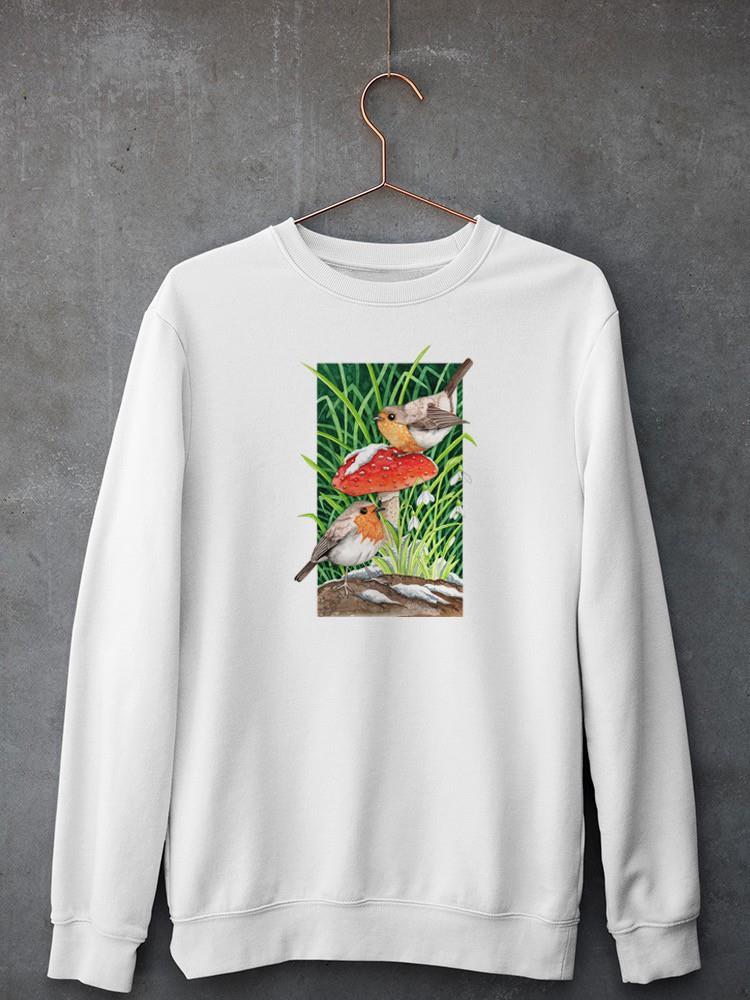 Robin On Mushroom. Sweatshirt -Girija Kulkarni Designs