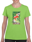 Robin On Mushroom. T-shirt -Girija Kulkarni Designs
