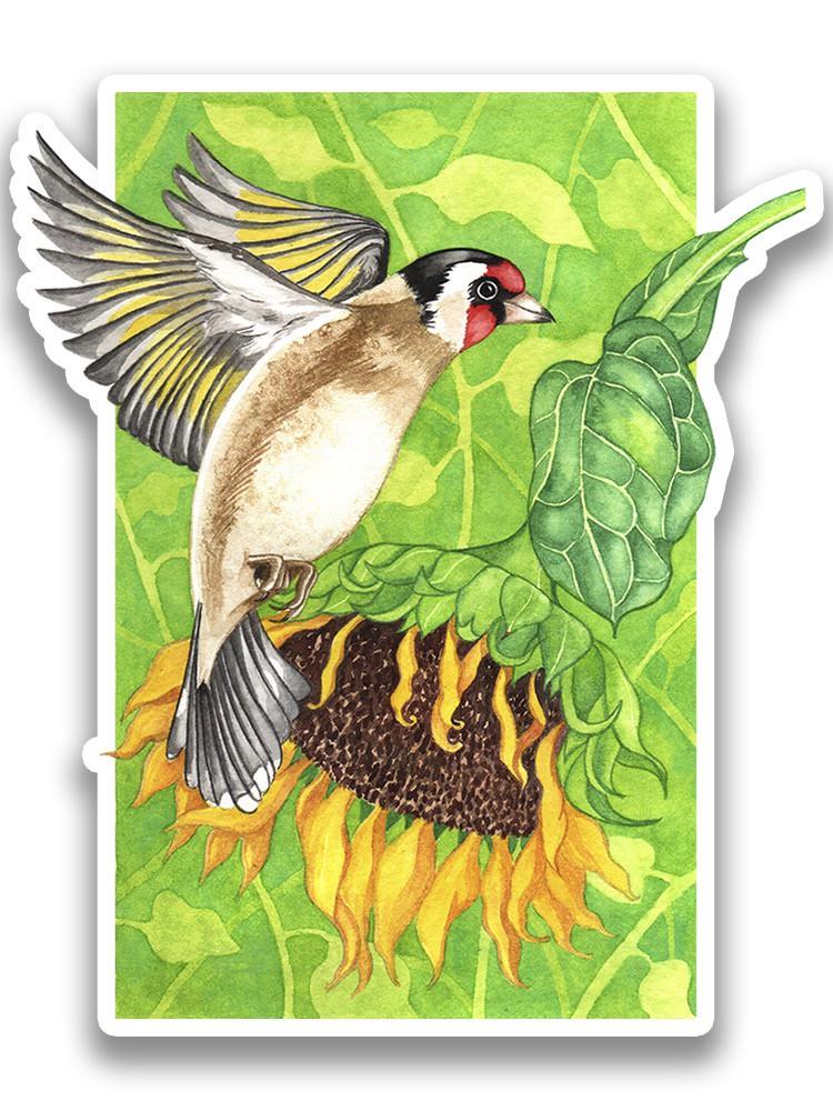 Goldfinch And Sunflower Sticker -Girija Kulkarni Designs