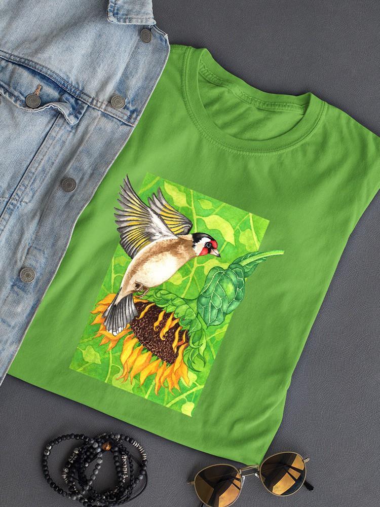 Goldfinch And Sunflower. T-shirt -Girija Kulkarni Designs