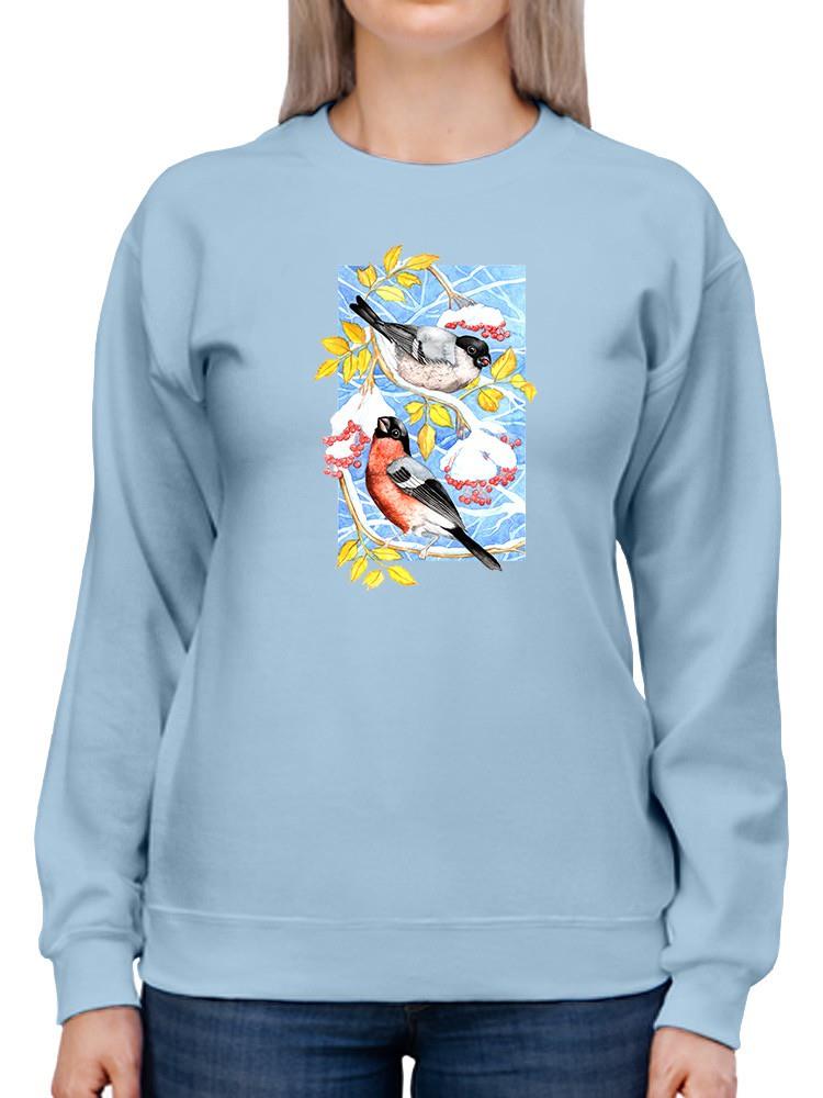 Bullfinch In Snow Ii Sweatshirt -Girija Kulkarni Designs