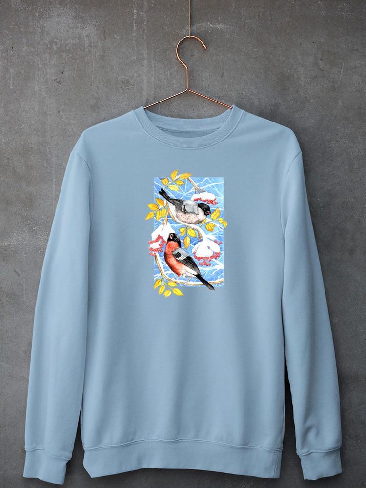 Bullfinch In Snow Ii Sweatshirt -Girija Kulkarni Designs