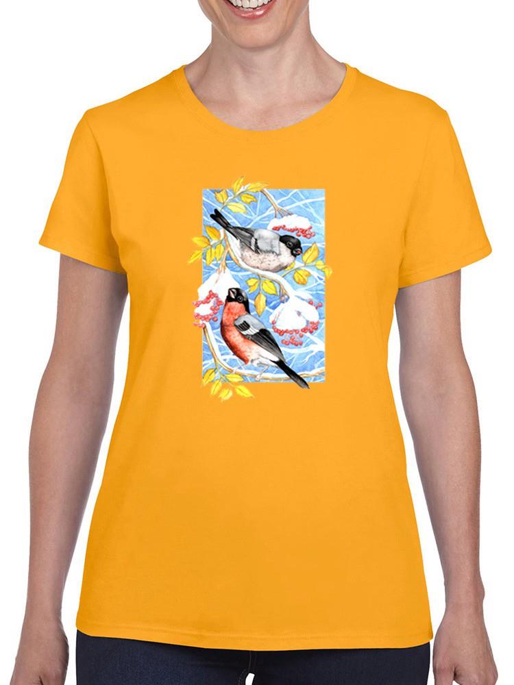 Bullfinch In Snow Ii T-shirt -Girija Kulkarni Designs