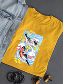 Bullfinch In Snow Ii T-shirt -Girija Kulkarni Designs