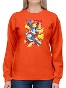 Bluejays In Maple. Sweatshirt -Girija Kulkarni Designs