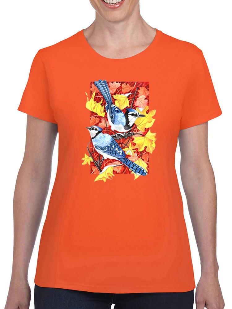 Bluejays In Maple. T-shirt -Girija Kulkarni Designs
