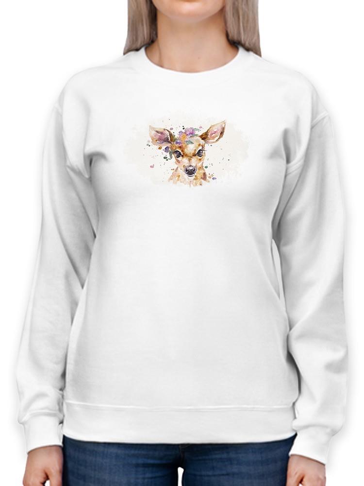 Little Deer Watercolor Sweatshirt -Sillier Than Sally Designs