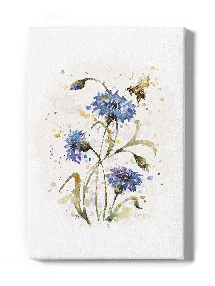 Cornflowers And Bee. Wall Art -Sillier Than Sally Designs
