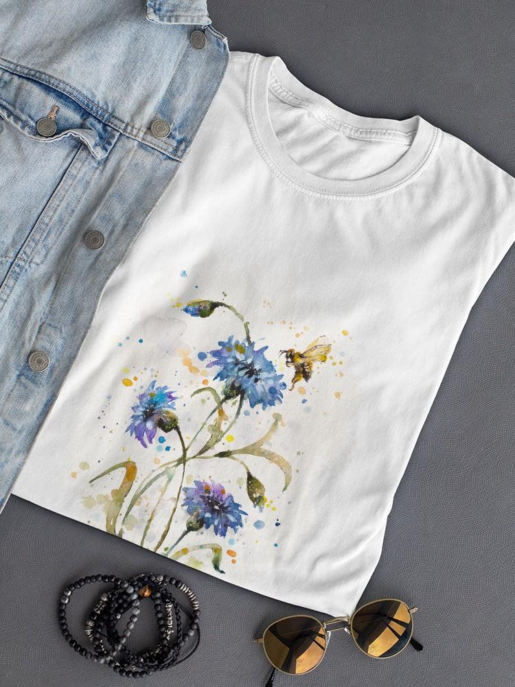 Cornflowers And Bee T-shirt -Sillier Than Sally Designs