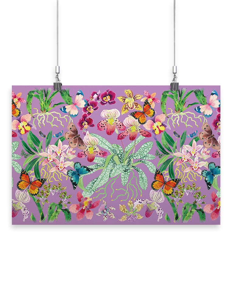 Shiny Pink Orchid Pattern Wall Art -Gabby Malpas Designs