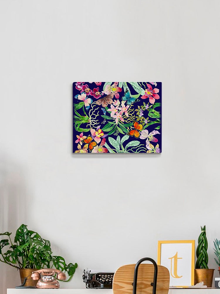 Shiny Blue Orchid Pattern Wall Art -Gabby Malpas Designs