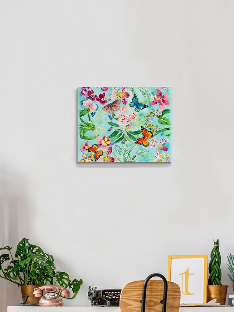 Teal Blue Orchid Pattern Wall Art -Gabby Malpas Designs