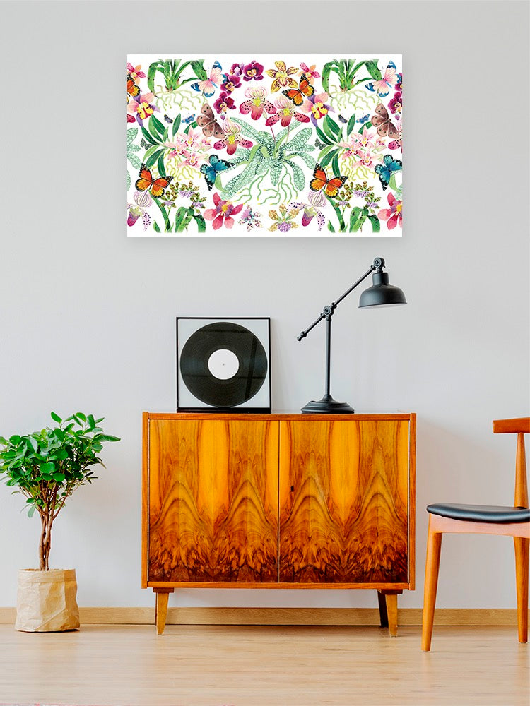 Shiny White Orchid Pattern Wall Art -Gabby Malpas Designs