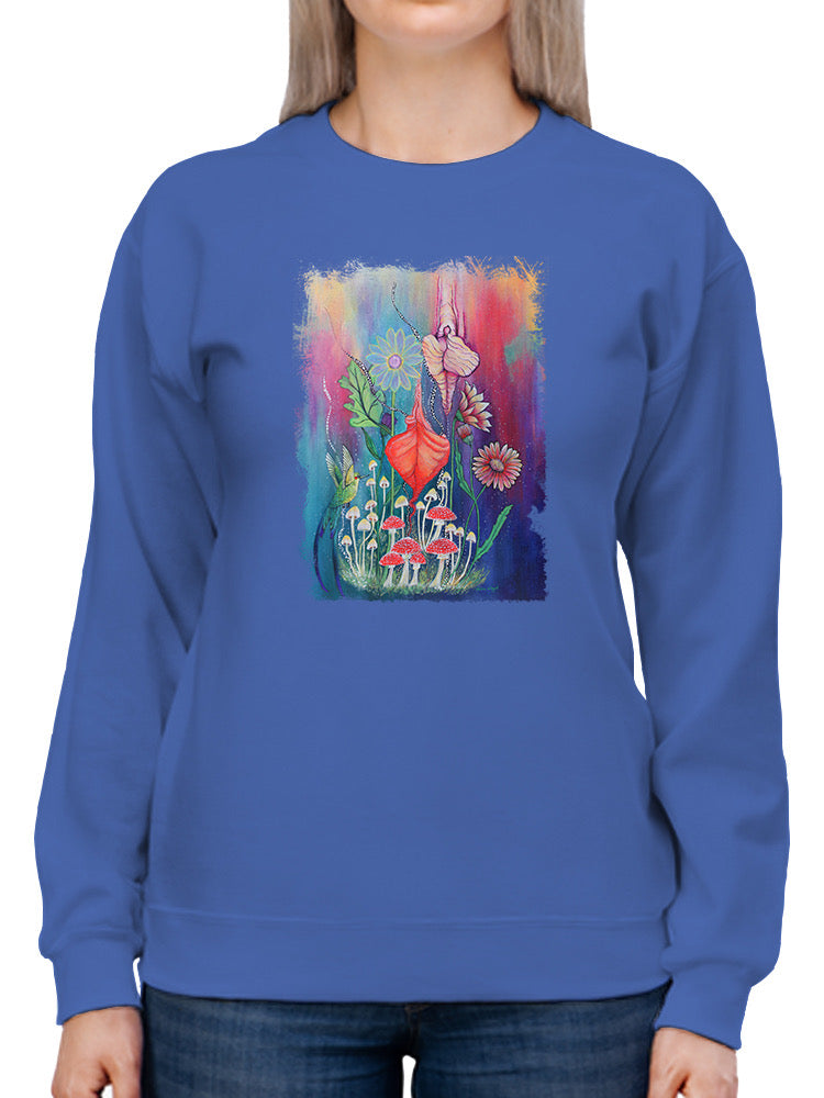 Flowers And Mushrooms. Sweatshirt -Katie Lloyd Designs