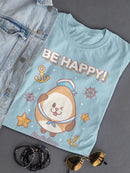 Almondog, Be Happy! Tee Women's -Electural Designs