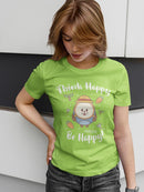 Almondog, Think Happy Tee Women's -Electural Designs