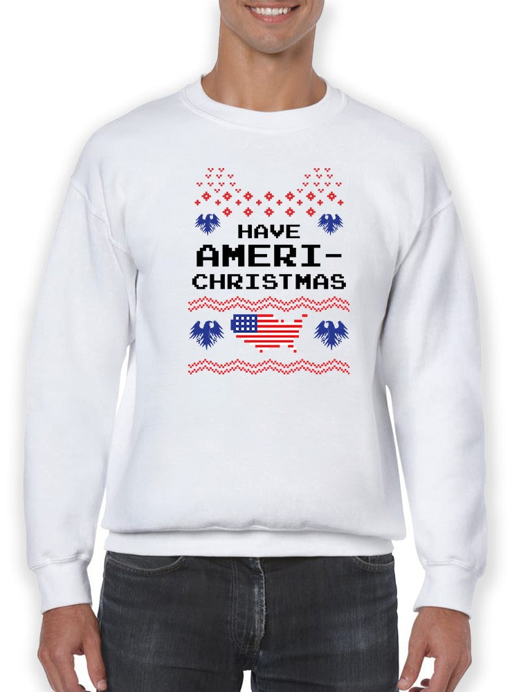 Have Ameri-Christmas Usa Pixeled Men's Sweatshirt