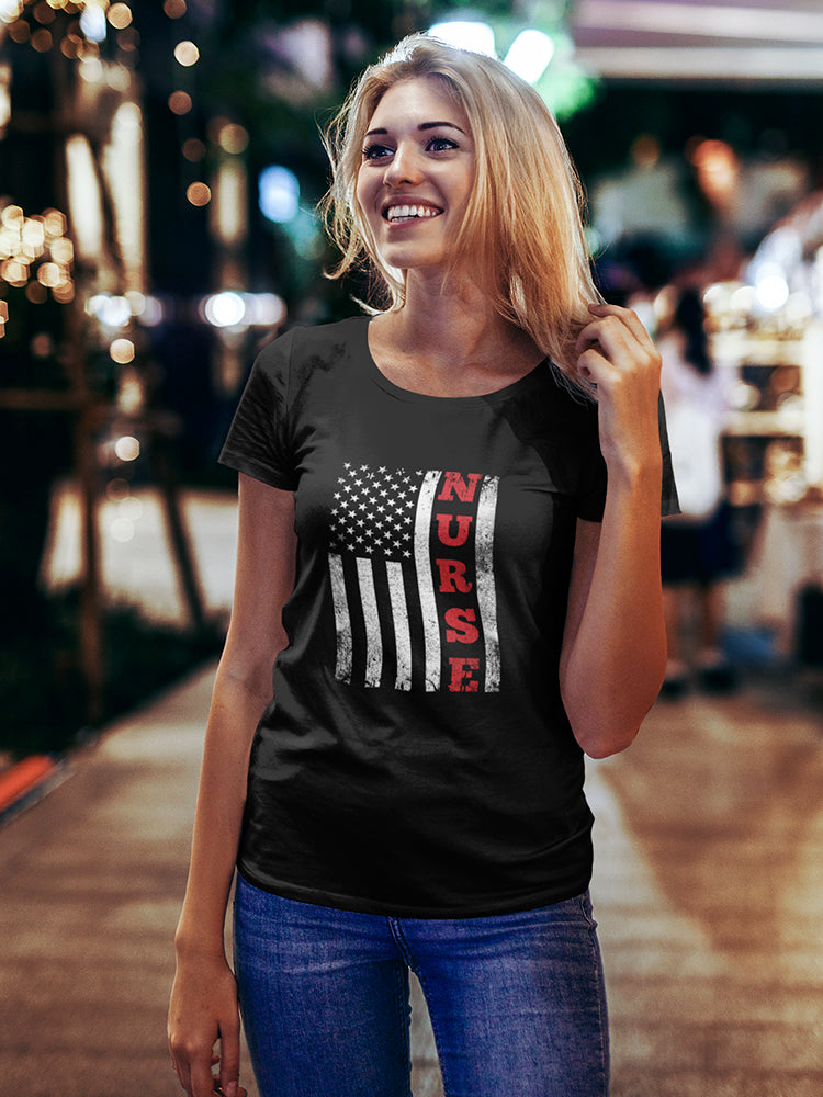 Nurse American Flag Design Women's T-shirt