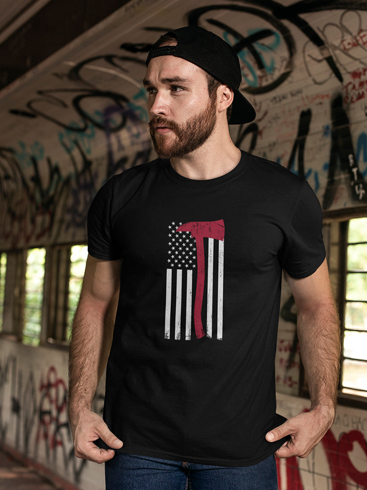 U.S. Flag With Red Ax Grunge Men's T-Shirt