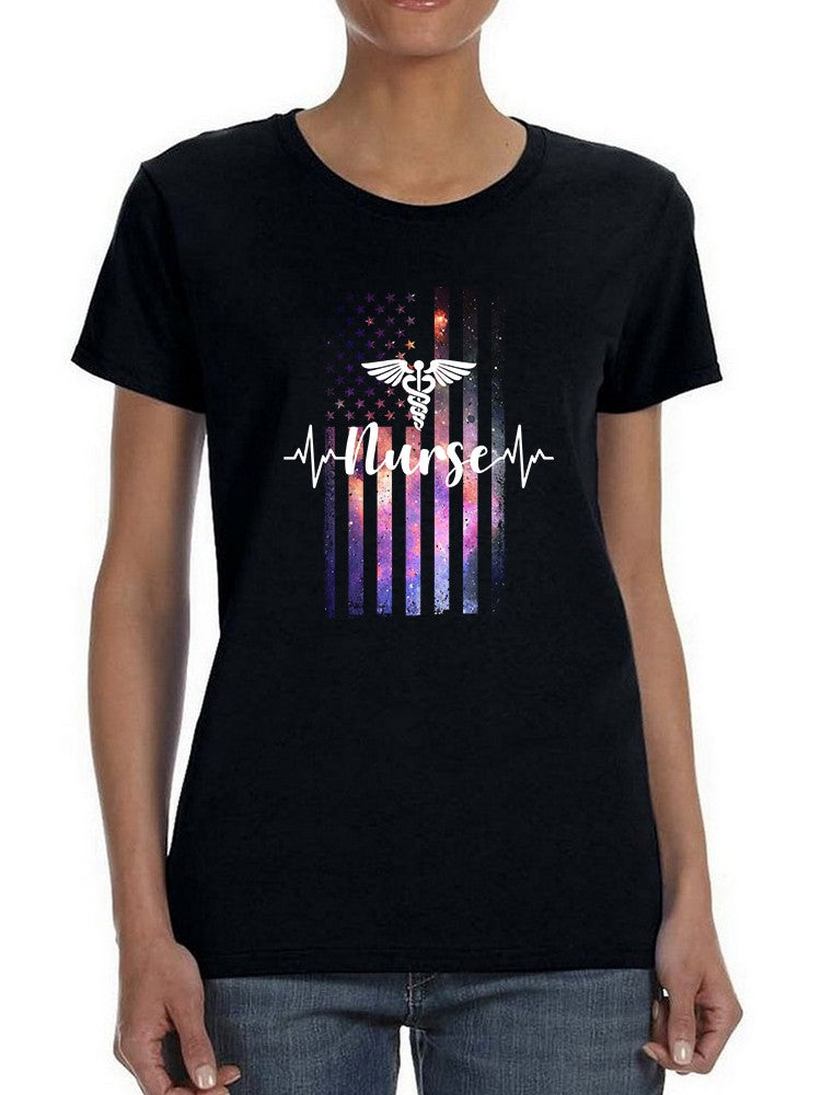 U.S. Flag Galaxy Nurse Women's T-Shirt