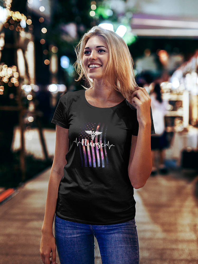 U.S. Flag Galaxy Nurse Women's T-Shirt