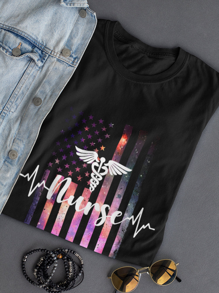 U.S. Flag Galaxy Nurse Women's T-Shirt