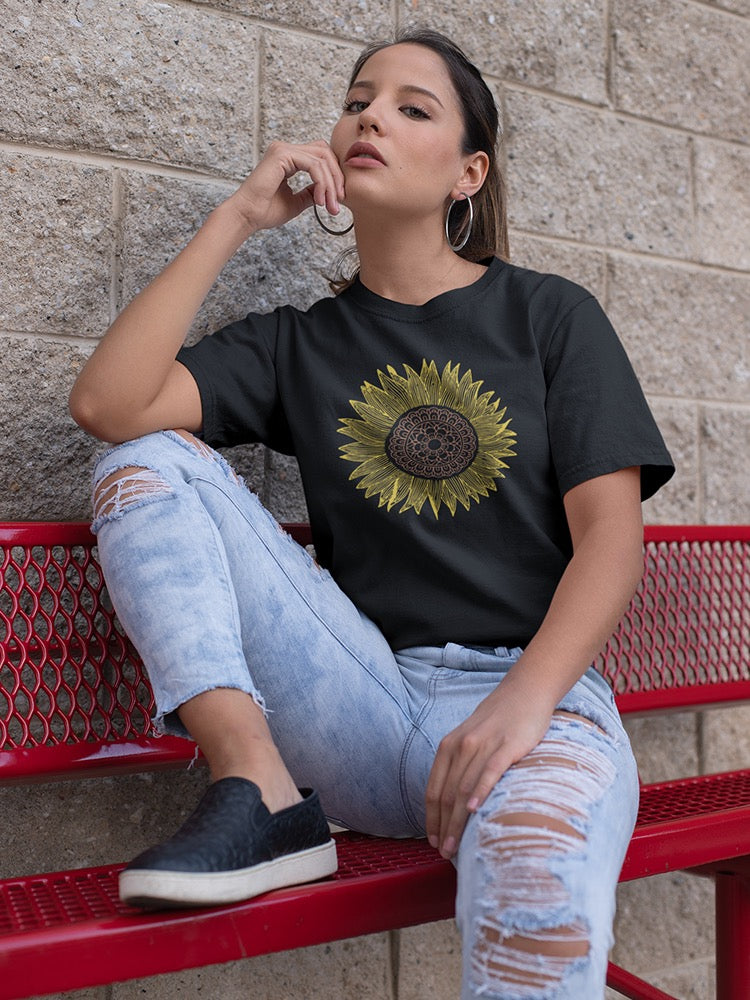 Sunflower With Mandala Center Women's T-Shirt