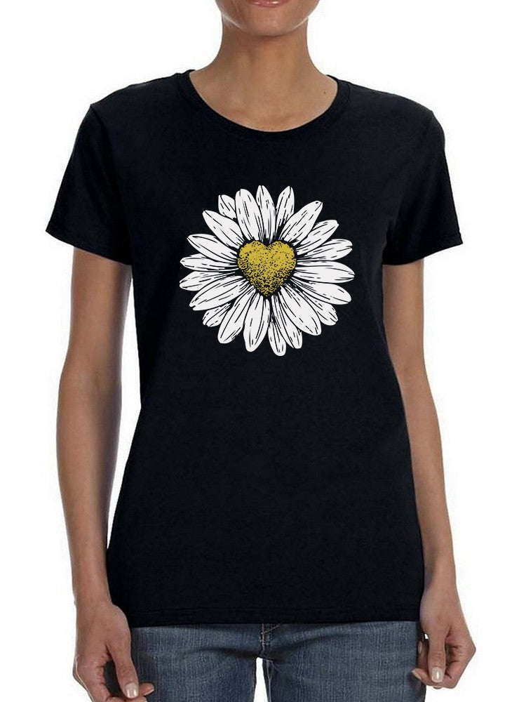 Flower Sketch With Heart Center Women's T-Shirt